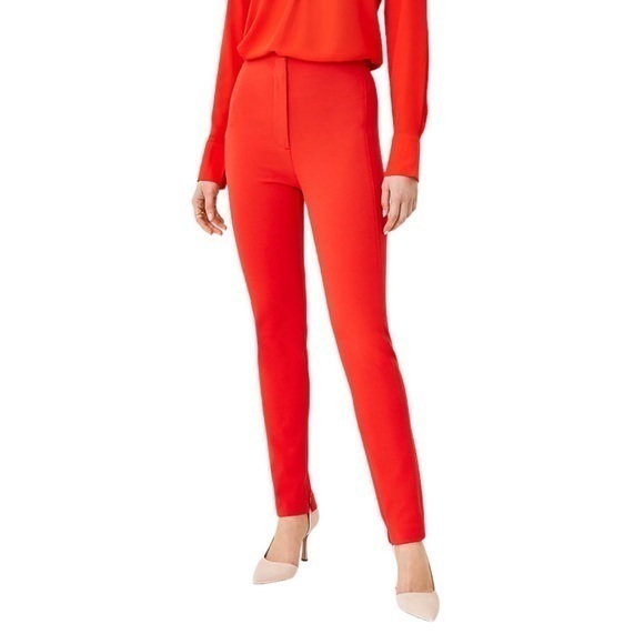 Ann Taylor NWOT The Audrey High Rise Pant Size 4 Zips At Hem Rust Orange Color - Picture 1 of 13